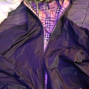 Burberry Black Windbreaker with Check Lining